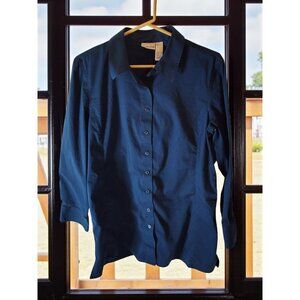 Chico’s Blue Button Front Blouse – Size 2 (Fits L/XL)
